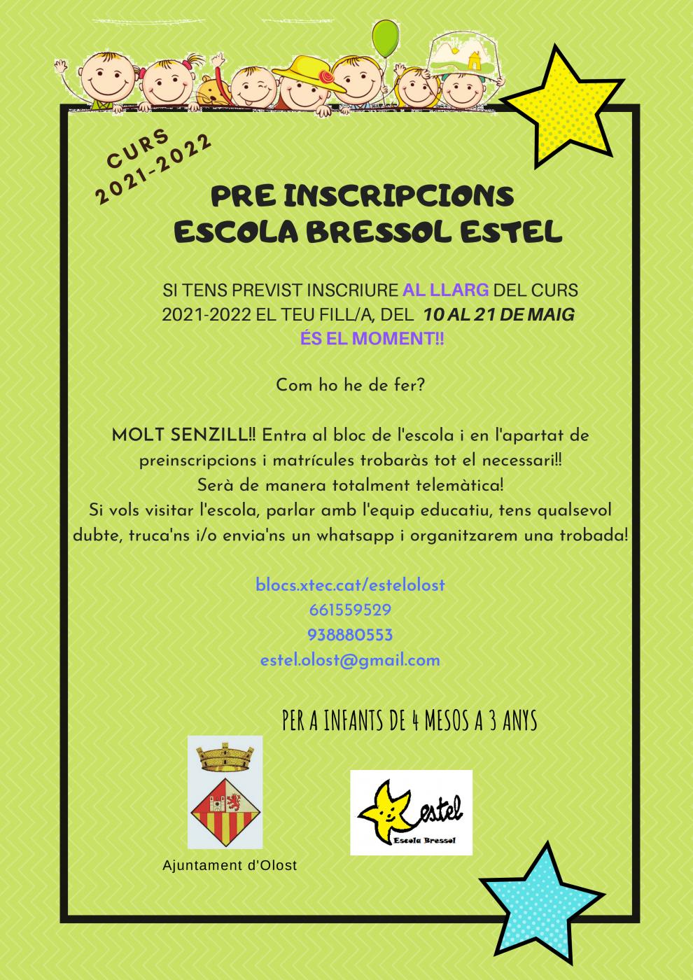 Període de preinscripcions a l'Escola Bressol Estel